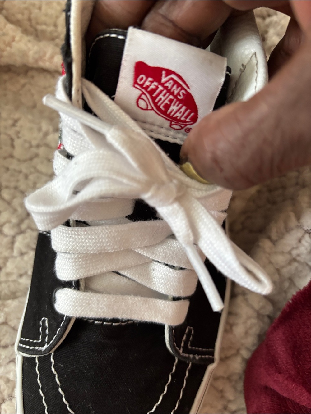 Vans Black & White Sneakers with Red Floral Accents - Picture 4 of 9